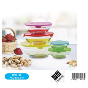 Cuenco cristal set 5 ps c/tapa bowl