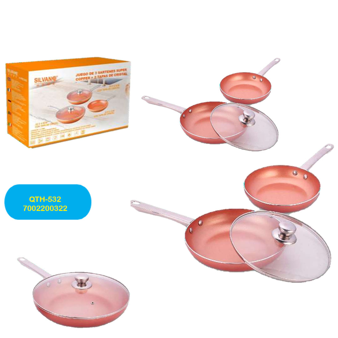 Sarten cobre juego 28 +2 tapas 5P