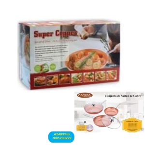 Sartens Super Copper Juego Set de 5ps  De 20, 24 y 28 cm Y 2 TAPA De 24 y 28cm