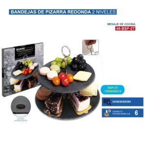 Bandejas de pizarra redonda 2 niveles