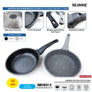 Sarten Antiadherente 22 Cm En Colores Negros Y Gris
