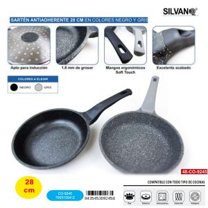 Sarten Antiadherente 28 Cm En Colores Negros Y Gris