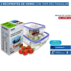 Set de 2 fiambreras vidrio rectangulares